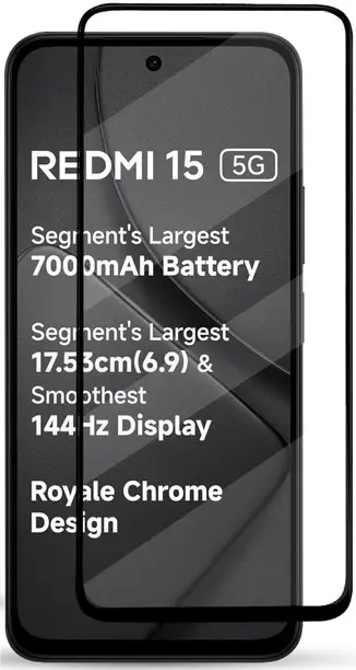 redmi-15-5g-tempered-glass-besmon-original-imahhx83whuqz77q Tempered Glass Screen Protector Gorilla Film with Edge to Edge Coverage and Easy Installation kit (Pack of 1) - Image 1