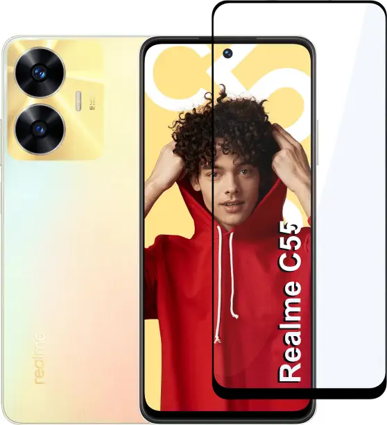 temp5drealmec55blk-izap-original-imagvyznug25zfyw Tempered Glass Guard for Realme C55, Realme Narzo N55, Oppo F23 5G, Oppo F23 Pro 5G (Pack of 1) - Image 1